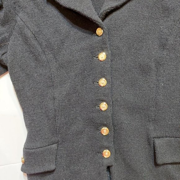 St. John Collection Black Wool Blend Cardigan - Size 4 - Picture 6 of 6